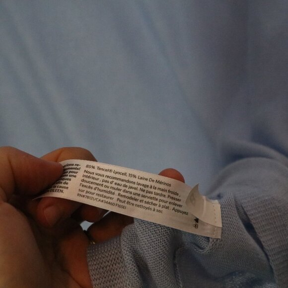 Eileen Fisher Petite Sleek Tencel Merino Knit Pullover Womens PS Asymmetric Blue - Picture 5 of 7